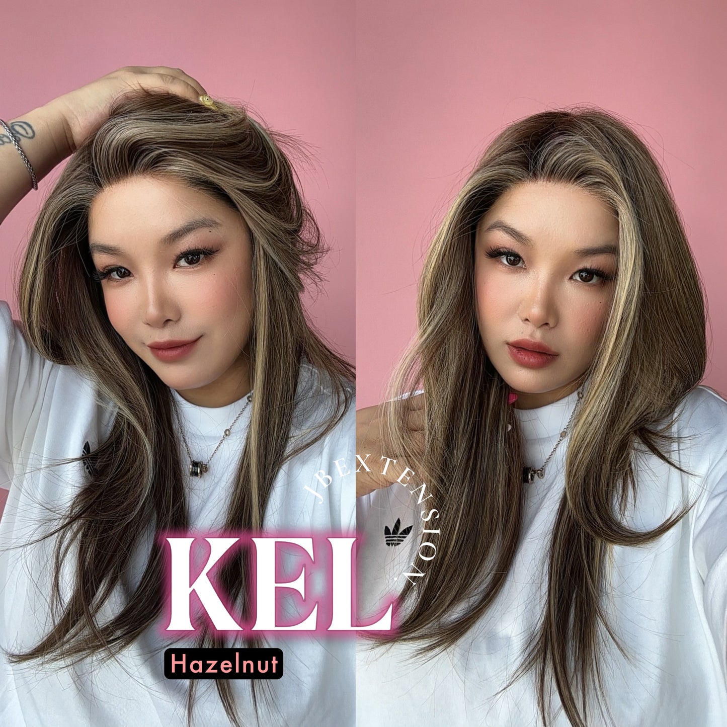 [PRE-ORDER] JBEXTENSION 22 Inches Hazelnut Blonde Highlight Pre-Cut Snowflake Lace Frontlace Glueless Wig KEL HAZELNUT【PERMATEASE】【BENDY EAR TABS】- M/L