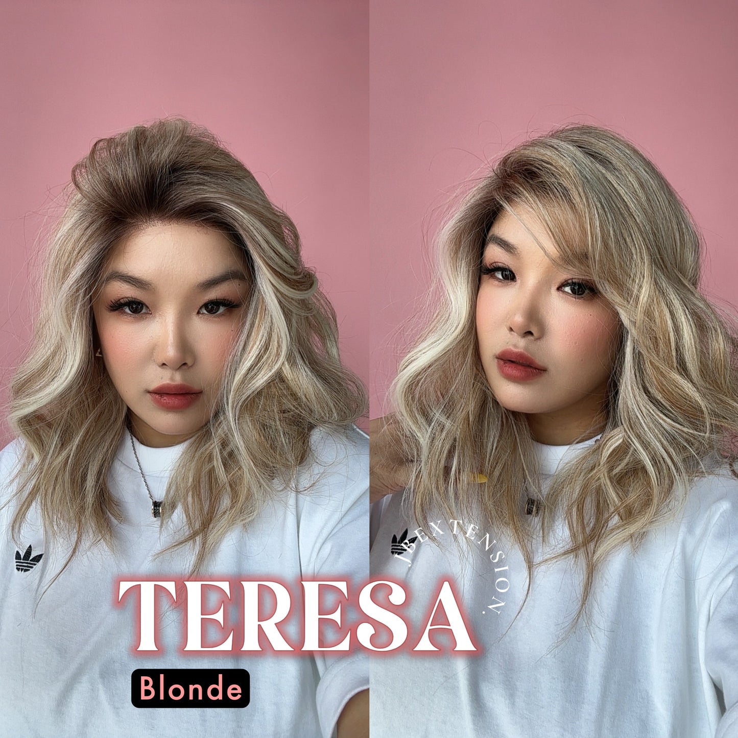 JBEXTENSION 18 Inches Mix Blonde Pre-Cut Snowflake Lace Frontlace Glueless Wig TERESA BLONDE【PERMATEASE】【BENDY EAR TABS】- M/L