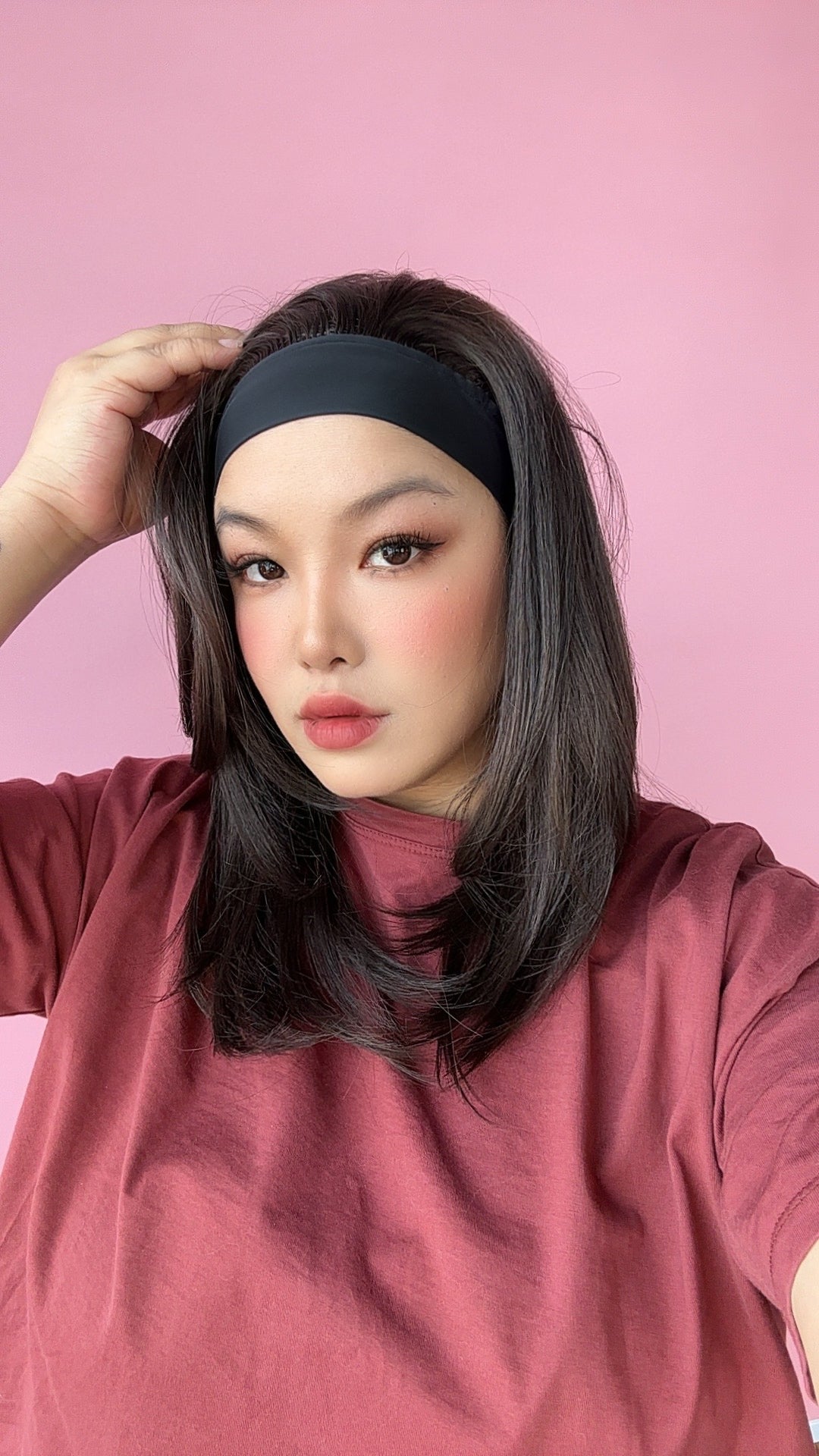 JBEXTENSION 18 Inches Dark Brown Headband Wig POSE FLOW HAIR - DARK BROWN