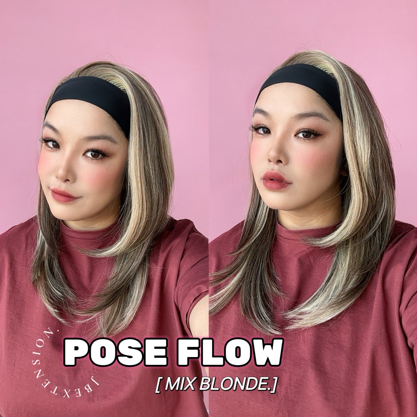 JBEXTENSION 18 Inches Mix Blonde Headband Wig POSE FLOW HAIR - MIX BLONDE
