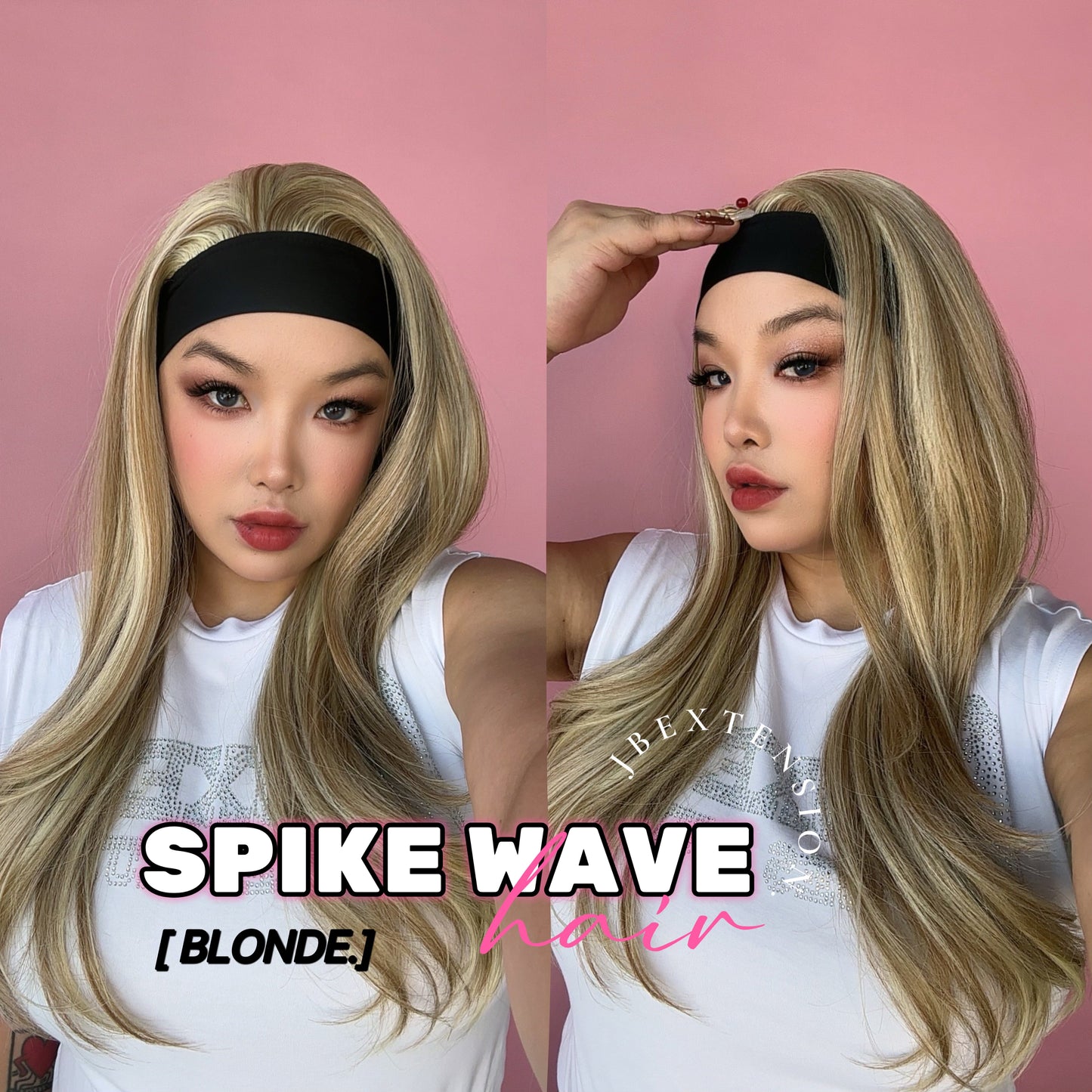 JBEXTENSION 24 Inches Long Curly Hair Blonde Headband Wig SPIKE WAVE HAIR - BLONDE