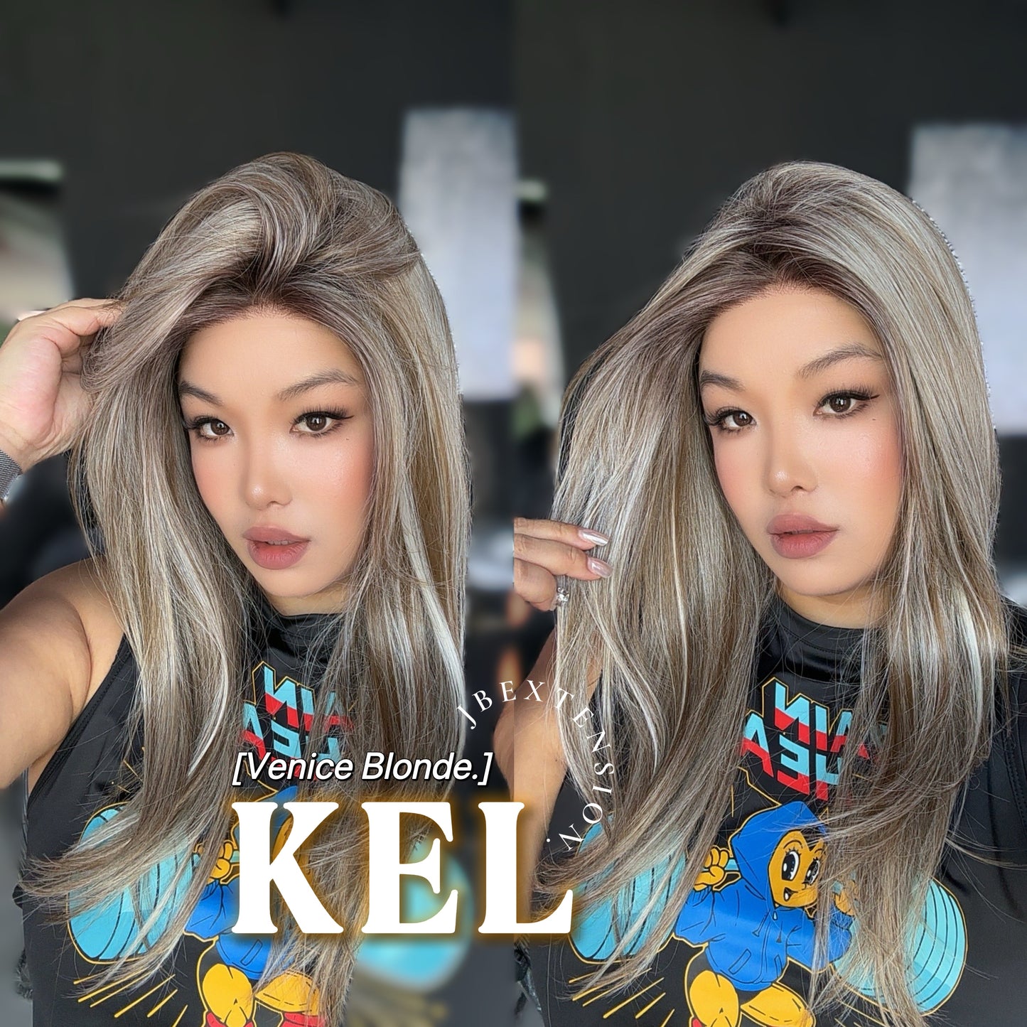 JBEXTENSION 22 Inches Venice Blonde Pre-Cut Snowflake Lace Frontlace Glueless Wig KEL VENICE BLONDE【PERMATEASE】【BENDY EAR TABS】- M/L