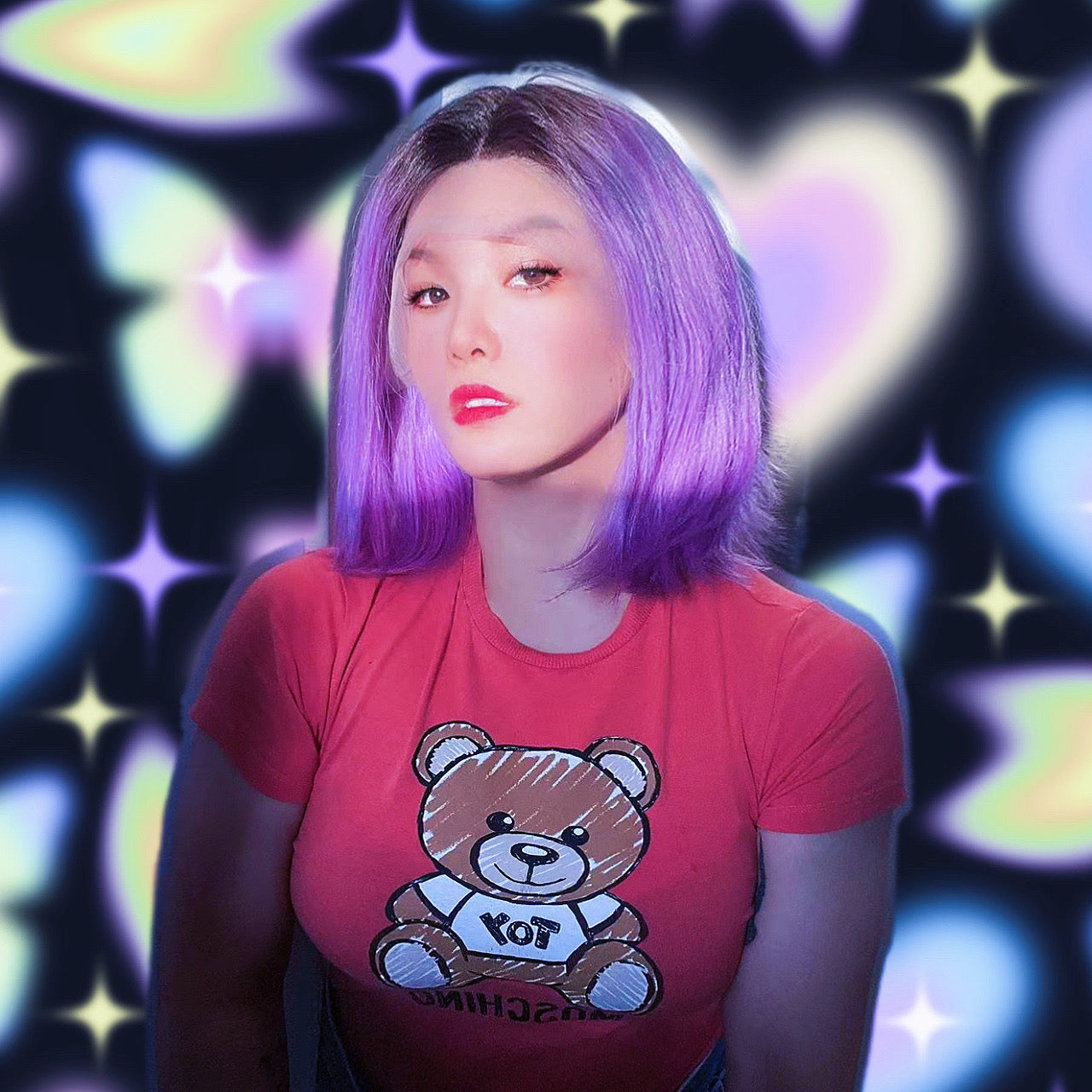 JBEXTENSION 12 Inches Bob Cut Frontlace Real Huaman Hair Crazy Color Wig PANDORA-HYACINTH