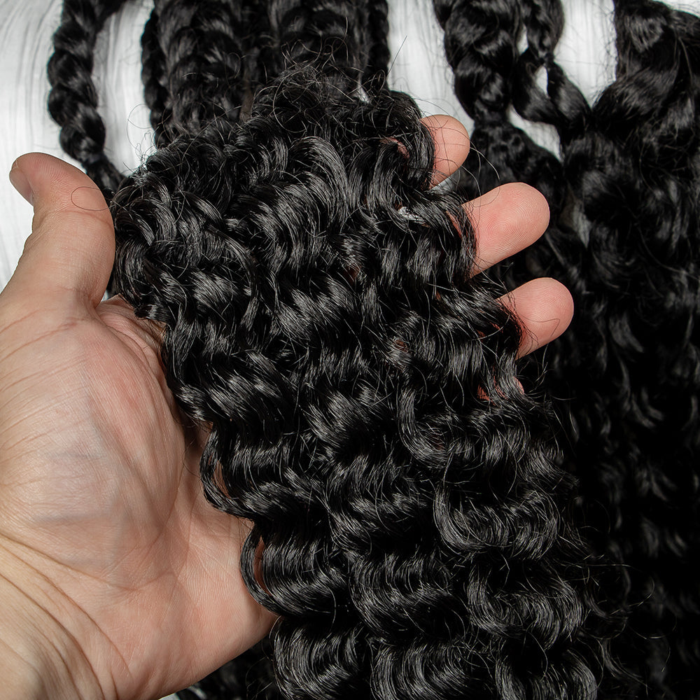 JBEXTENSION 35" Hand-Braided Synthetic Lace Front Box Braided Wigs with Baby Hair for Women  Dutch Braids Black Lace Frontal Wigs for Women BAMBI