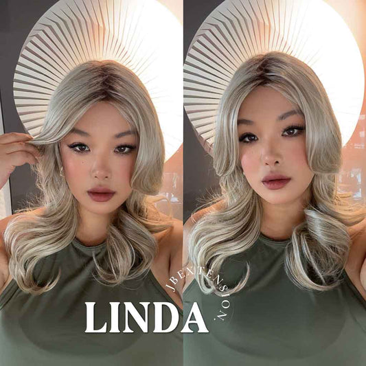 JBEXTENSION 18 Inches Blonde Women Fashion Full Machine Wig LINDA【PLUS PERMATEASE】【BENDY EAR TABS】