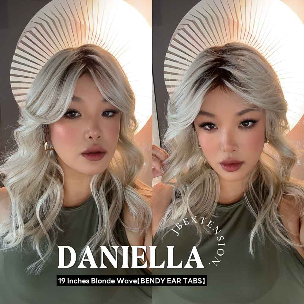 JBEXTENSION 19 Inches Blonde Wave Women Fashion Full Machine Wig DANIELLA【PLUS PERMATEASE】【BENDY EAR TABS】
