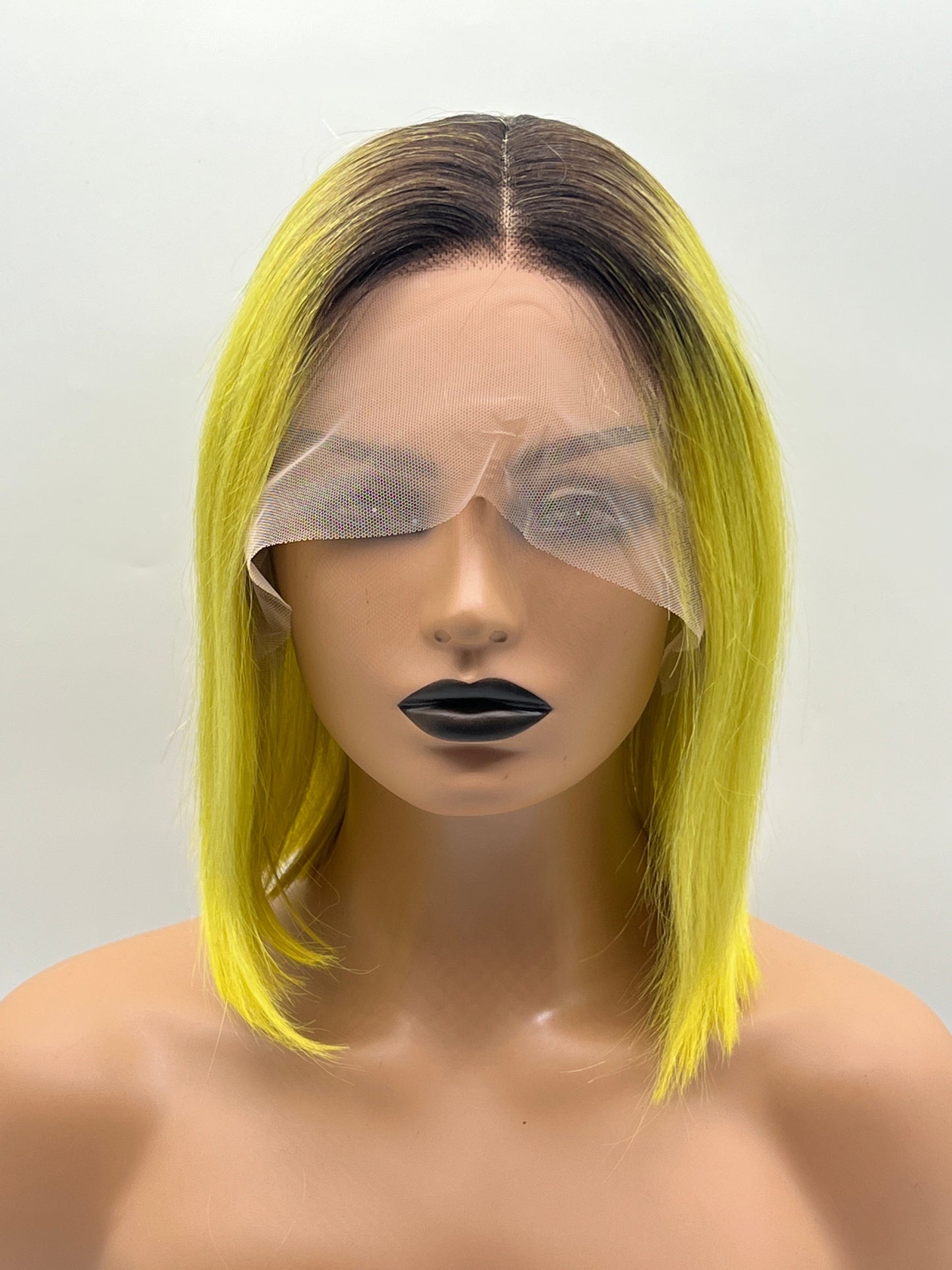 JBEXTENSION 12 Inches Bob Cut Frontlace Real Huaman Hair Crazy Color Wig PANDORA-MIMOSA