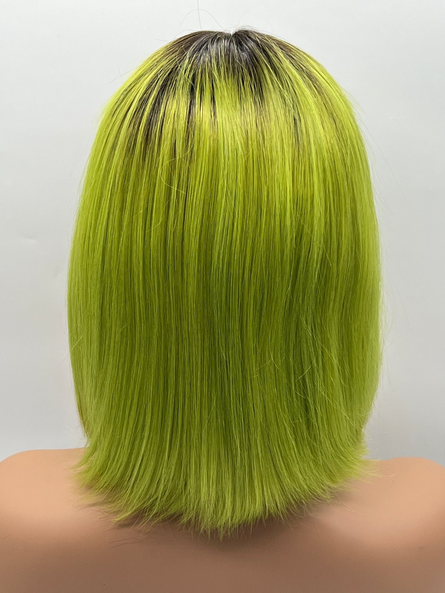JBEXTENSION 12 Inches Bob Cut Frontlace Real Huaman Hair Crazy Color Wig PANDORA-LIME