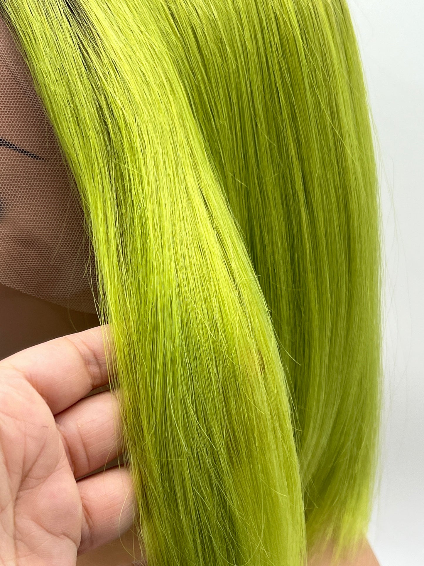 JBEXTENSION 12 Inches Bob Cut Frontlace Real Huaman Hair Crazy Color Wig PANDORA-LIME