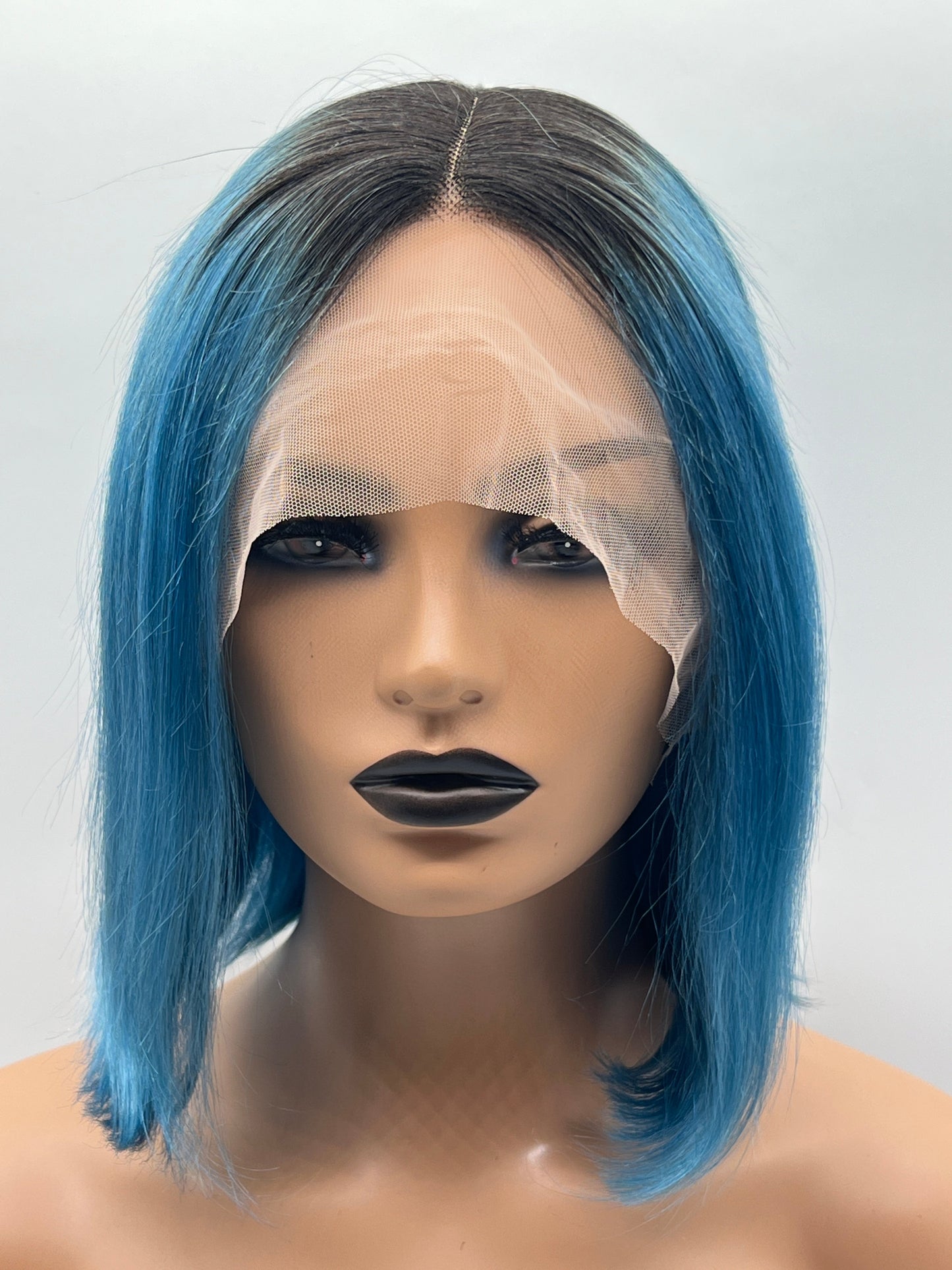 JBEXTENSION 12 Inches Bob Cut Frontlace Real Huaman Hair Crazy Color Wig PANDORA-AQUA