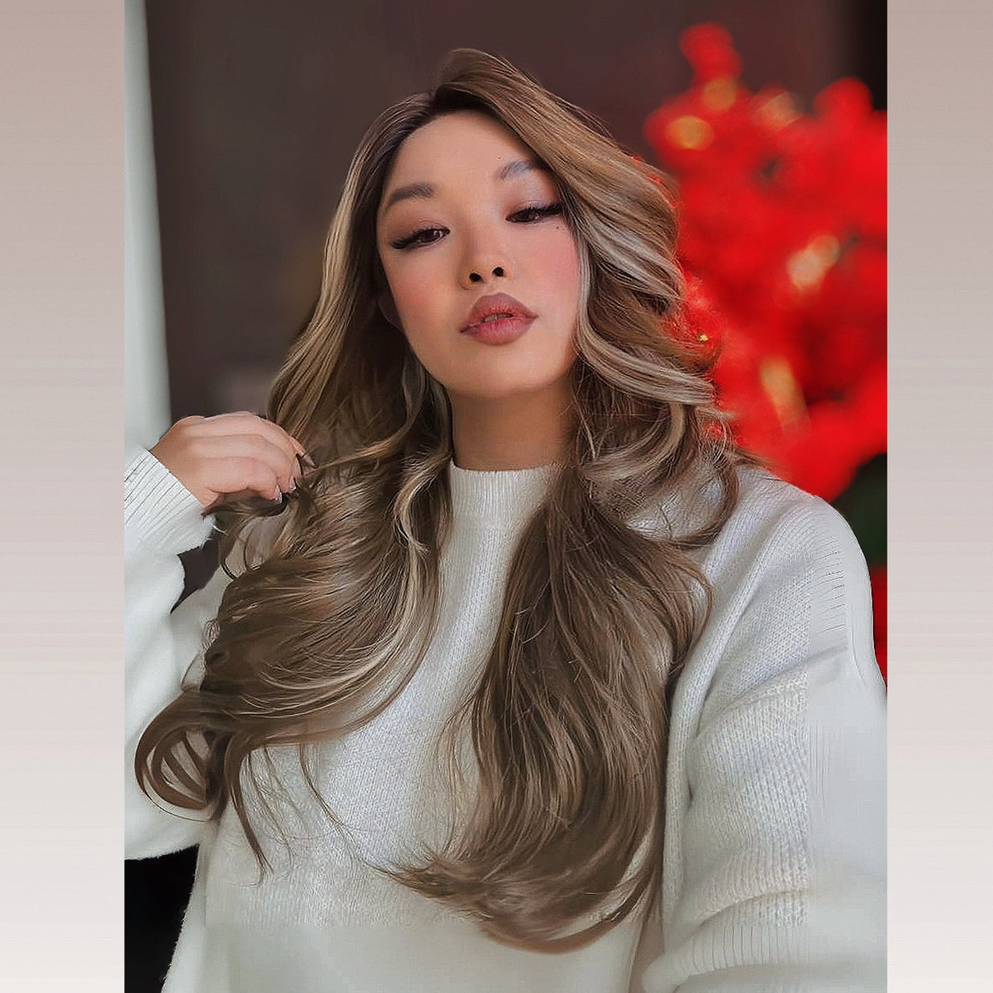 JBEXTENSION 24 Inches Blonde Highlight Curly Lace Front Wig.Pre Plucked 13*4 HD Transparent Lace Frontal Handmade Futura Fiber Swiss Lace Synthetic Fiber Pre-Cut Lace Glueless Wig JADOR L