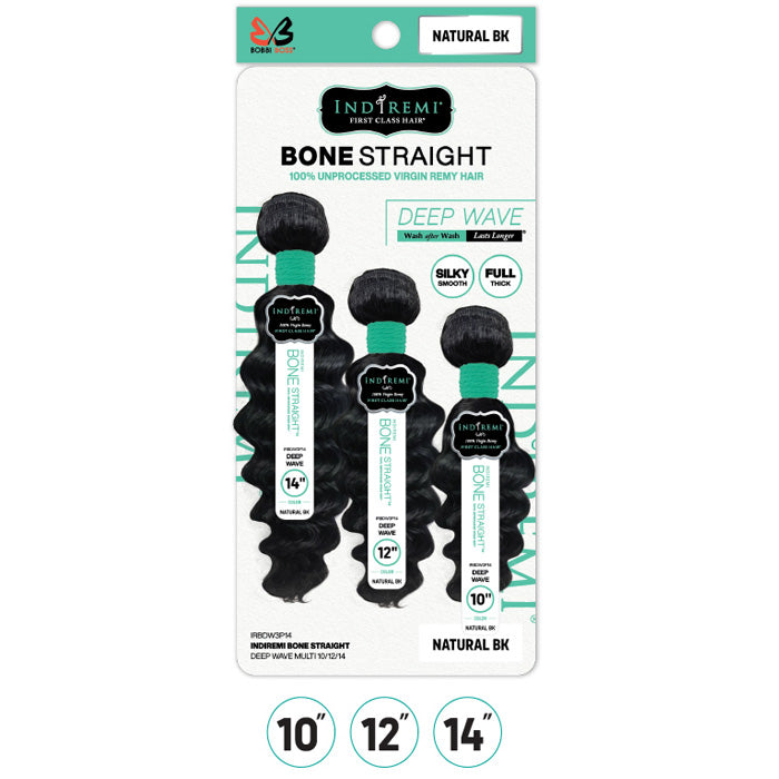 Bobbi Boss Indiremi 100% Unprocessed Virgin Remy Hair Weave Bone Straight - DEEP WAVE MULTI