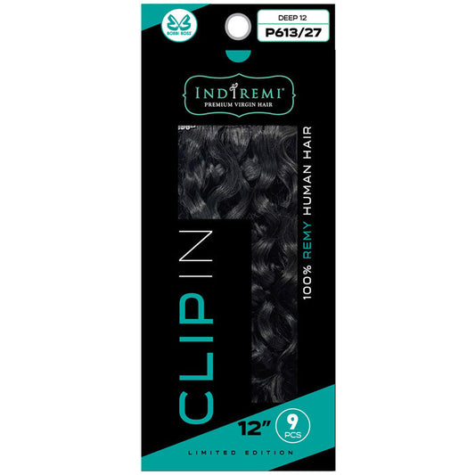 Bobbi Boss Indiremi Clip-In 9 PCS 100% Remy Human Hair Weaving - DEEP 12"