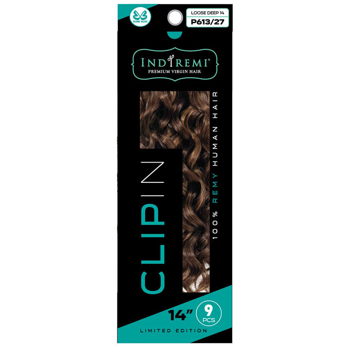 Bobbi Boss Indiremi Clip-In 9 PCS 100% Remy Human Hair Weaving - LOOSE DEEP 12"/14"