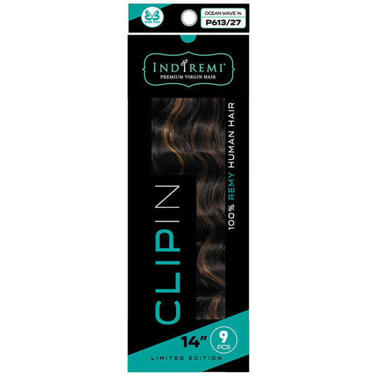 Bobbi Boss Indiremi Clip-In 9 PCS 100% Remy Human Hair Weaving - OCEAN WAVE 14"/16"