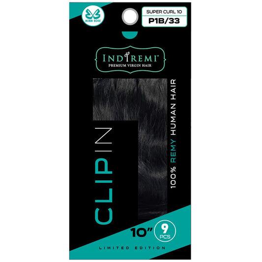 Bobbi Boss Indiremi Clip-In 9 PCS 100% Remy Human Hair Weaving - SUPER CURL 10"