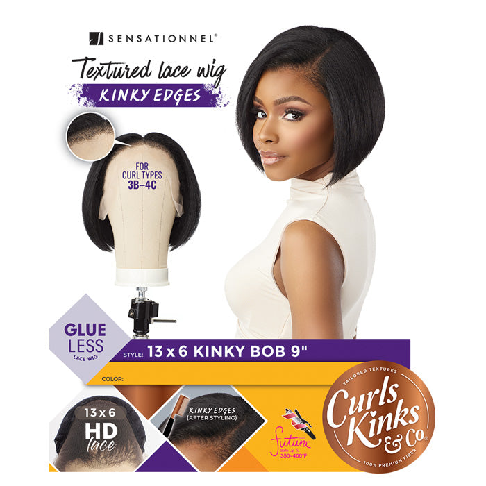Sensationnel Curls Kinks Textured Glueless HD 13x6 Lace Front Wig - 13x6 KINKY BOB 9" - Kinky Edges