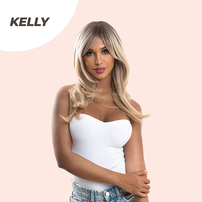 JBEXTENSION 22 Inches Mix Blonde Medium Length Hair Wig KELLY