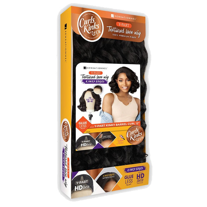 Curls Kinks & Co By Sensationnel Glueless Textured HD Lace Part Wig - Y-PART KINKY BARREL CURL 12"
