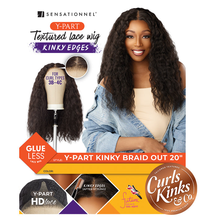 Sensationnel Curls Kinks Textured Lace Kinky Edges Glueless Y-Part HD Lace Front Wig - KINKY BRAID OUT 20"
