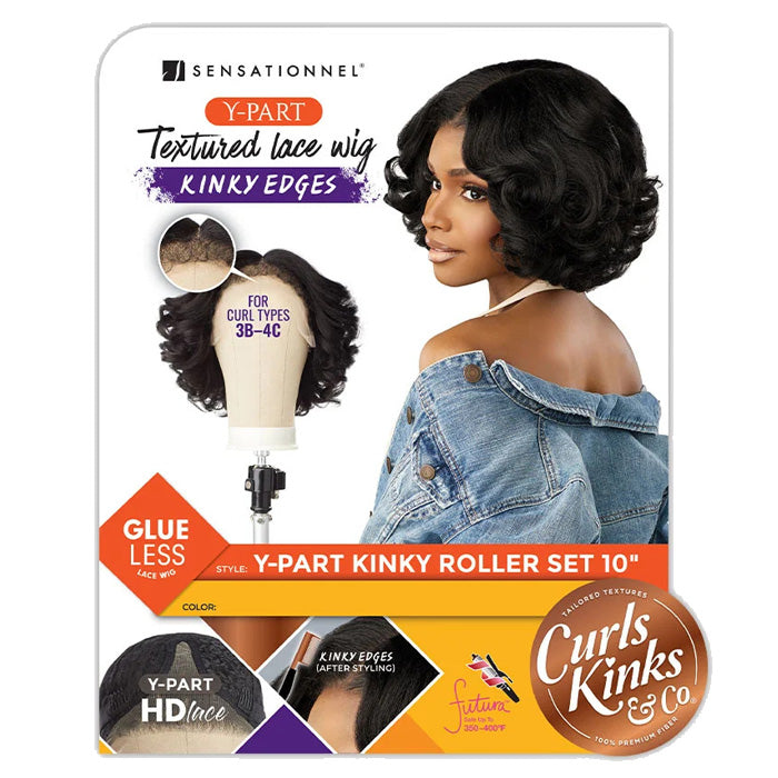 Sensationnel Curls Kinks & Co Kinky Edges Y-Part Glueless HD Lace Front Wig - Y-PART KINKY ROLLER SET 10"