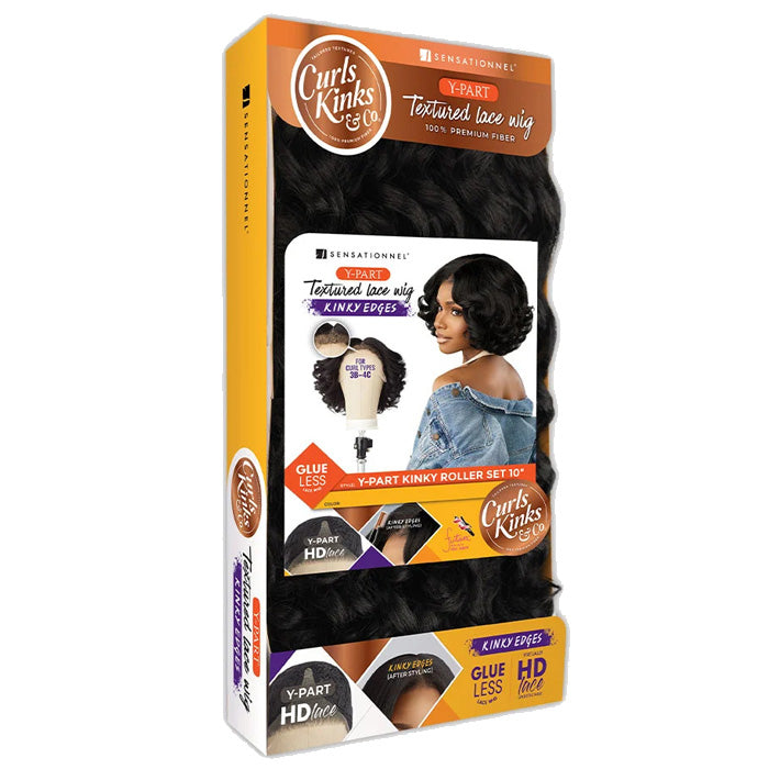 Sensationnel Curls Kinks & Co Kinky Edges Y-Part Glueless HD Lace Front Wig - Y-PART KINKY ROLLER SET 10"