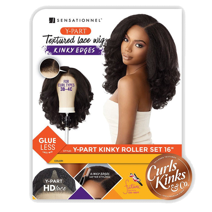 Sensationnel Curls Kinks Textured Lace Kinky Edges Glueless HD Lace Front Wig - Y-PART KINKY ROLLER SET 16"