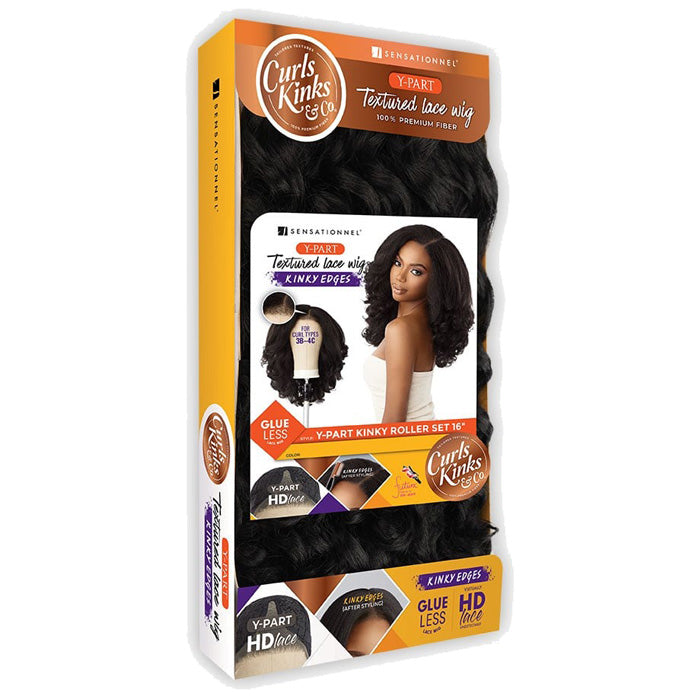 Sensationnel Curls Kinks Textured Lace Kinky Edges Glueless HD Lace Front Wig - Y-PART KINKY ROLLER SET 16"
