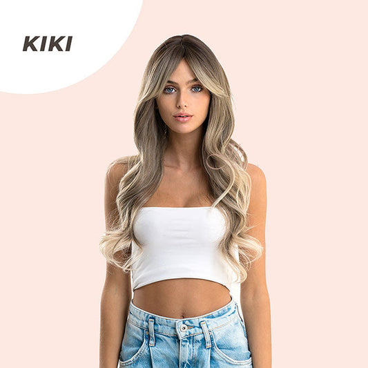 JBEXTENSION 26 Inches Long Curly Blonde Wig With Bangs KIKI