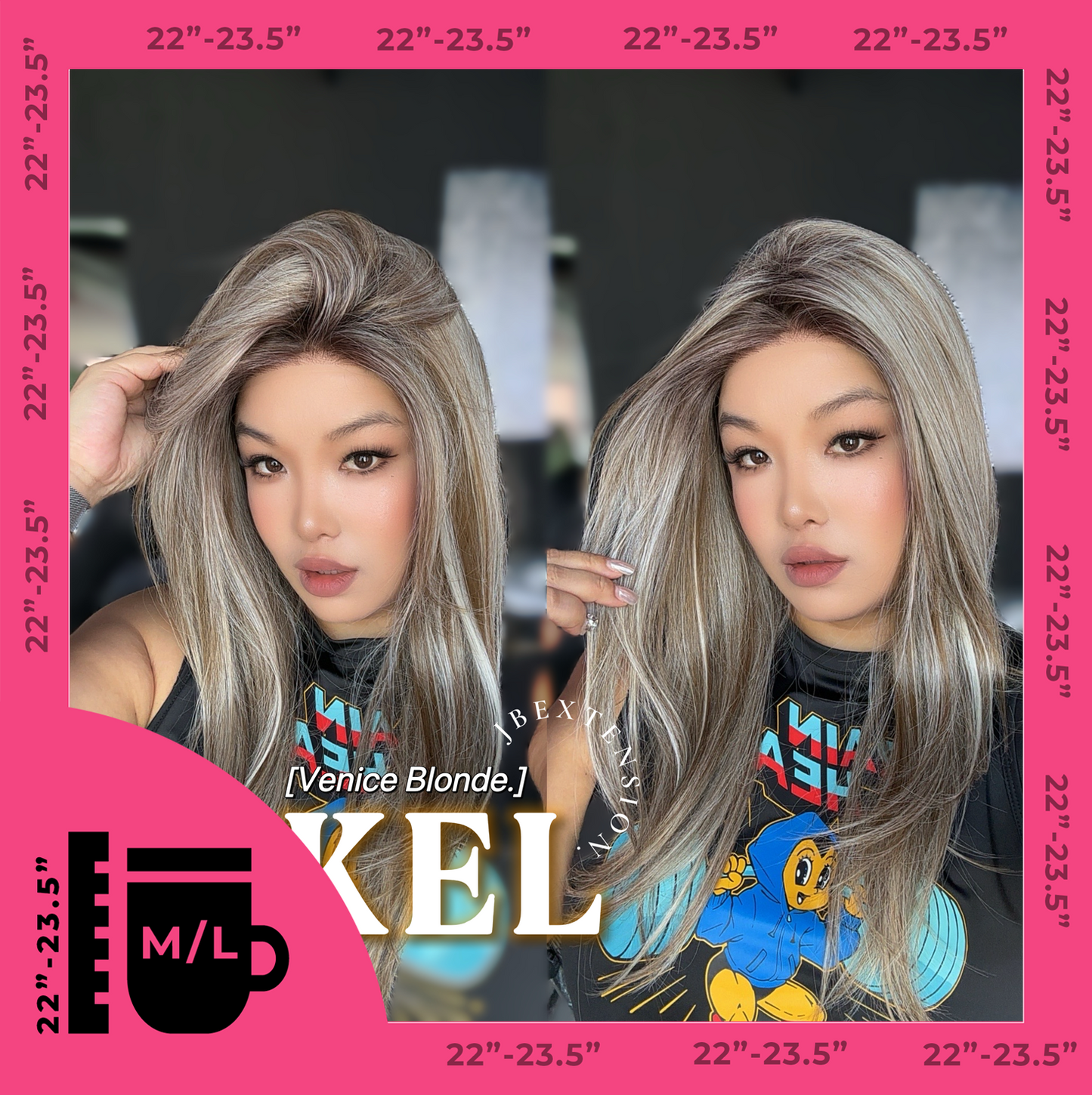 JBEXTENSION 22 Inches Venice Blonde Pre-Cut Snowflake Lace Frontlace Glueless Wig KEL VENICE BLONDE【PERMATEASE】【BENDY EAR TABS】- M/L