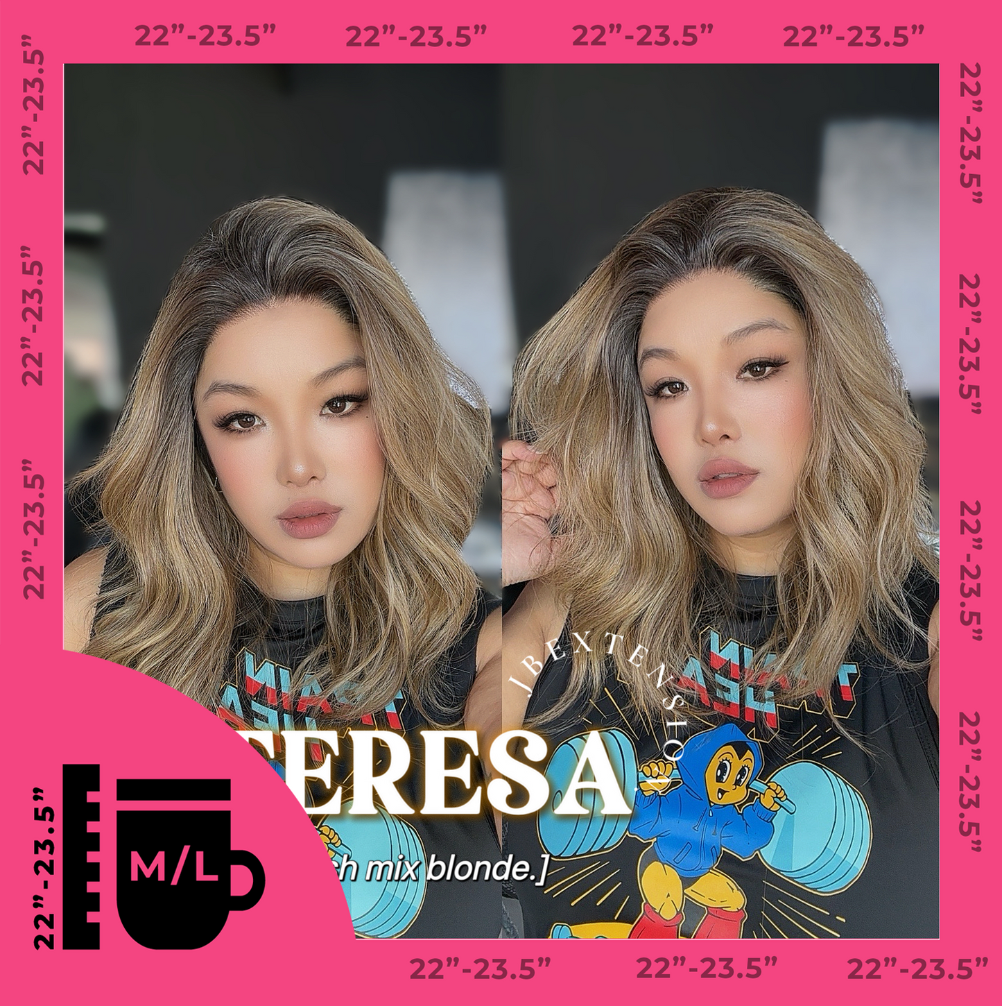 JBEXTENSION 18 Inches Shatush Mix Blonde Pre-Cut Snowflake Lace Frontlace Glueless Wig TERESA SHATUSH MIX BLONDE【PERMATEASE】【BENDY EAR TABS】- M/L