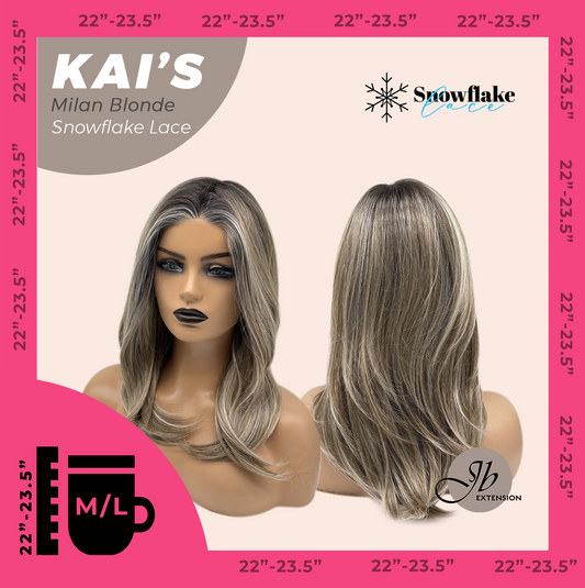 JBEXTENSION 18 Inches Milan Blonde Pre-Cut Snowflake Lace Frontlace Glueless Wig KAI'S MILAN BLONDE【PERMATEASE】【BENDY EAR TABS】- M/L