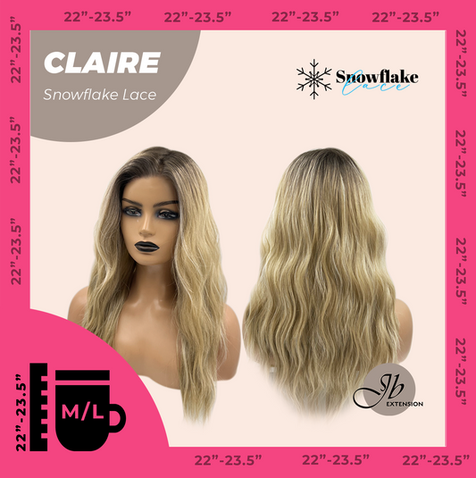 JBEXTENSION 22 Inches Mix Blonde Pre-Cut Snowflake Lace Frontlace Glueless Wig CLAIRE SNOWFLAKE【PERMATEASE】【BENDY EAR TABS】- M/L