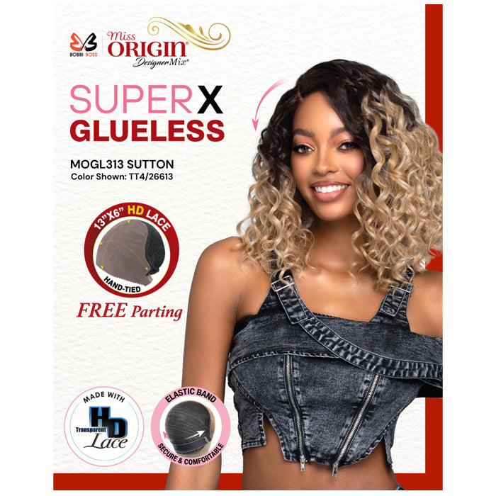 Bobbi Boss Miss Origin SuperX Glueless 13x6 HD Lace Frontal Wig - MOGL313 SUTTON - Human Hair Blend