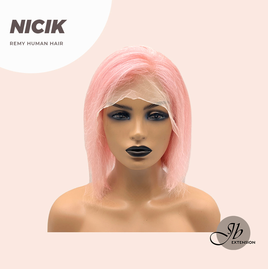 JBEXTENSION 10 Inches Real Human Hair 13x4 Bob Cut Pink Wig NICIK