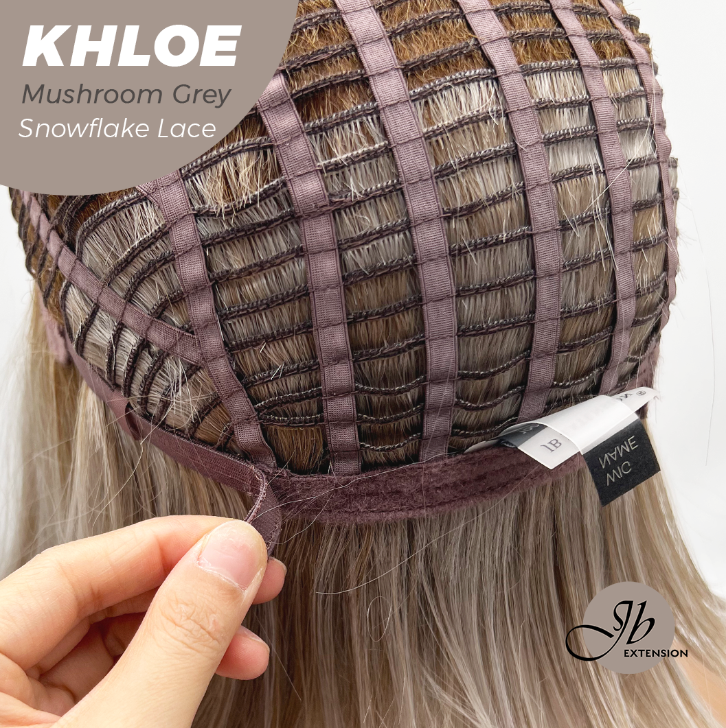 JBEXTENSION 12 Inches Bob Cut Mushroom Grey Pre-Cut Snowflake Lace Frontlace Glueless Wig KHLOE MUSHROOM GREY【PERMATEASE】【BENDY EAR TABS】
