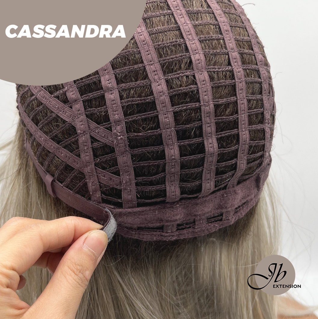 JBEXTENSION 18 Inches Ash Blonde White Wig with Bangs Women Fashion Full Machine Wig CASSANDRA【PLUS PERMATEASE】【BENDY EAR TABS】