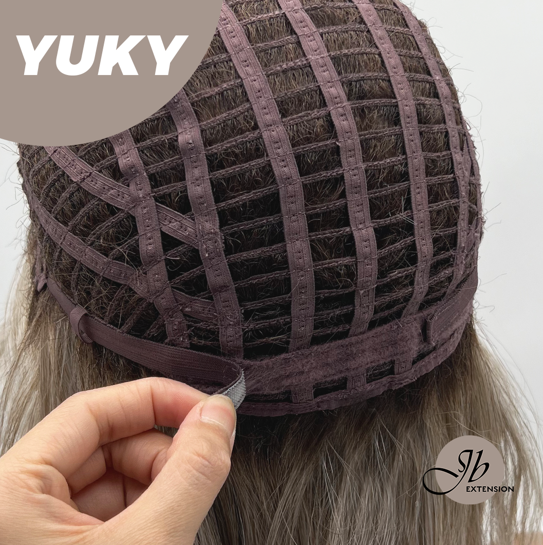 JBEXTENSION 14 Inches Ash Blonde White Wig Women Fashion Full Machine Wig YUKY【PLUS PERMATEASE】【BENDY EAR TABS】