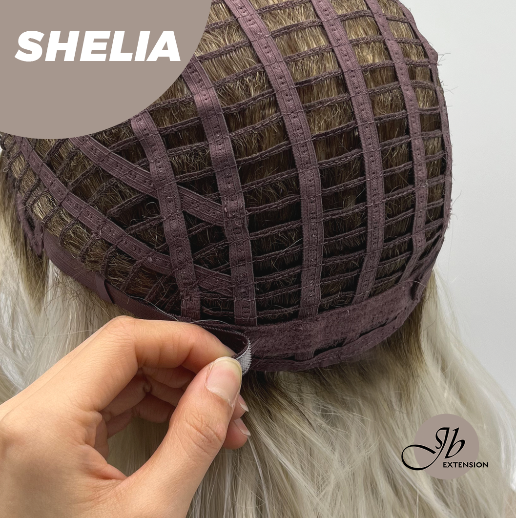 JBEXTENSION 18 Inches Wave White Blonde Women Fashion Full Machine Wig SHELIA【PLUS PERMATEASE】【BENDY EAR TABS】