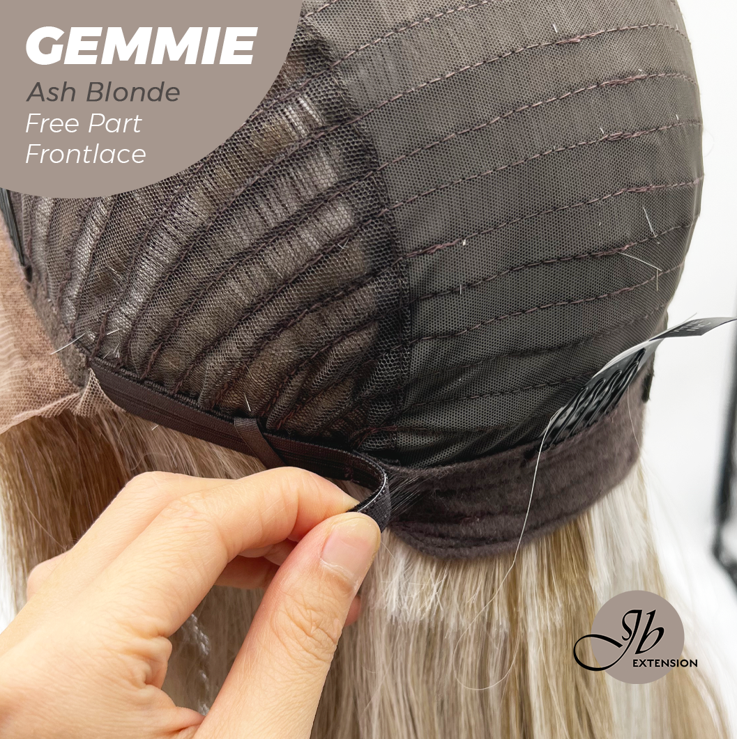 JBEXTENSION 20 Inches Ash Blonde Pre-Cut Free Part Frontlace Glueless Wig GEMMIE ASH BLONDE