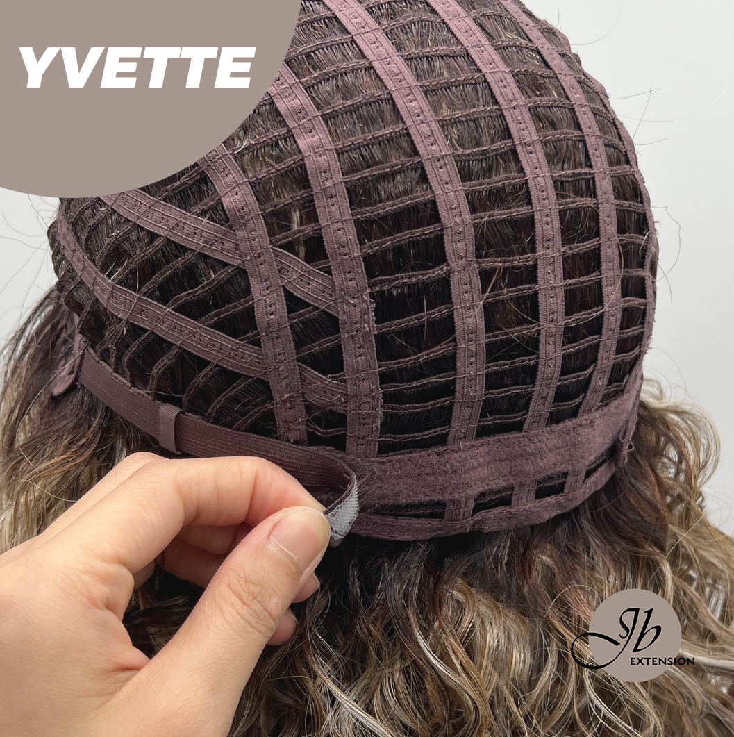 JBEXTENSION 14 Inches Extra Curly Blonde with Brown Highlight Wig Women Fashion Full Machine Wig YVETTE【PLUS PERMATEASE】【BENDY EAR TABS】