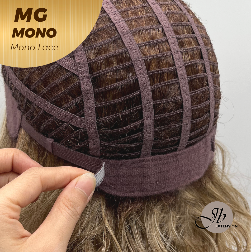 JBEXTENSION MG MONO Monofilament Handmade Wig 6X5 Full Monofilament Hand Tied Top Wig 12 Inches Dark Blonde Mono Lace Wig With Anti-slip Silicone Strips Glueless Wig MG MONO【BENDY EAR TABS】
