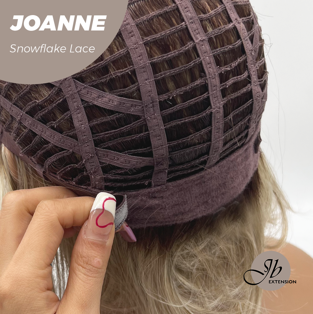 JBEXTENSION 11 Inches Mix Blonde Pre-Cut Side Part Snowflake Lace Frontlace Glueless Wig JOANNE【BENDY EAR TABS】