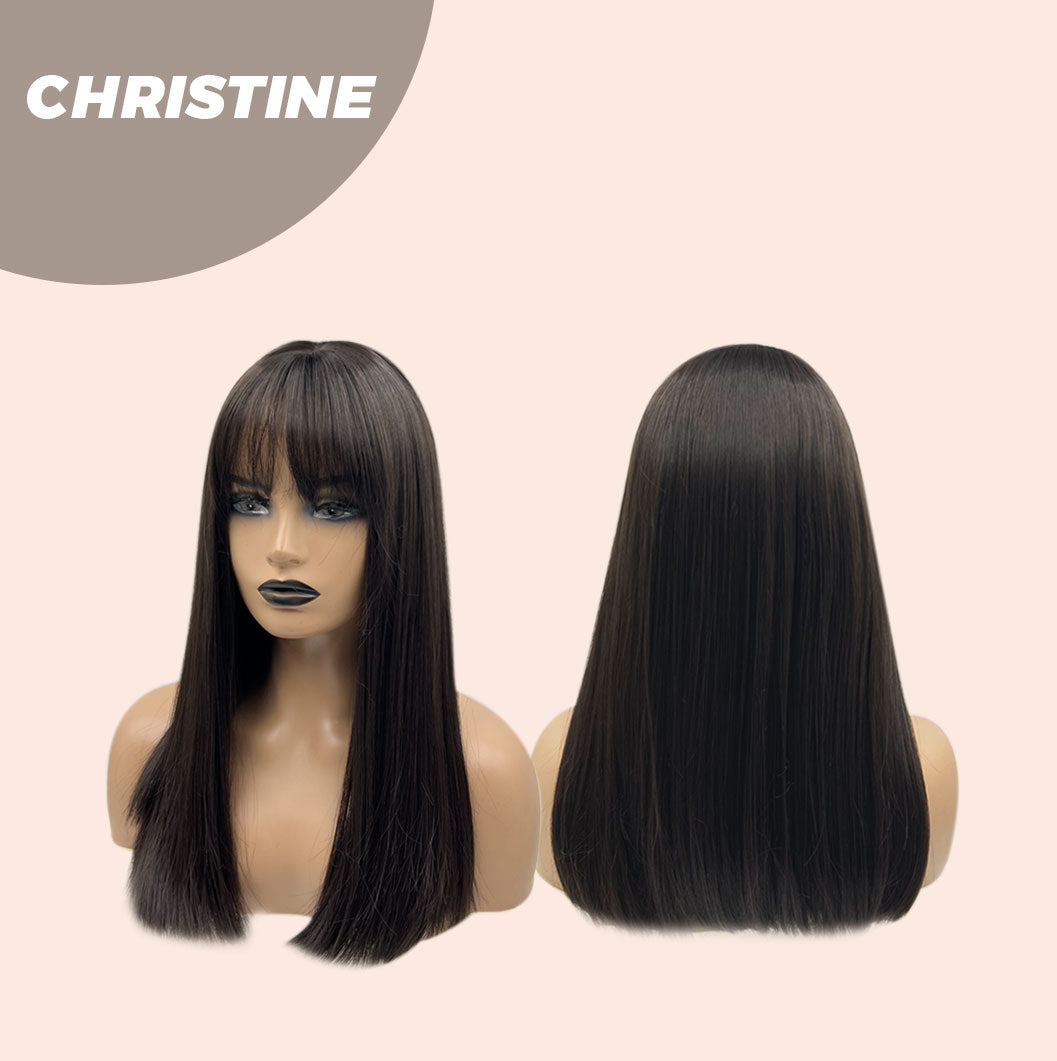 JBEXTENSION 17 Inches Tea Black Darkest Brown Straight Wig CHRISTINE