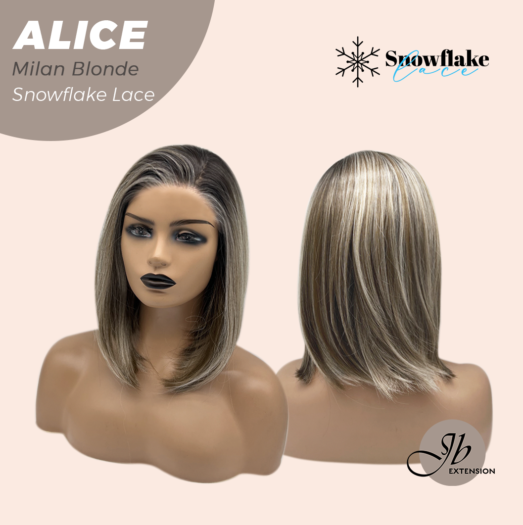 JBEXTENSION 12 Inches Milan Blonde Pre-Cut Side Part Snowflake Lace Frontlace Glueless Wig ALICE MILAN BLONDE【BENDY EAR TABS】- S/M