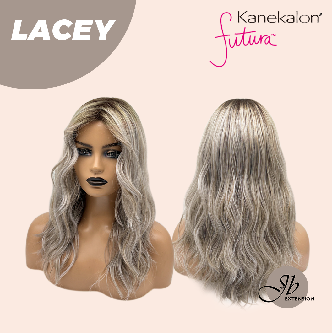 JBEXTENSION 18 Inches Curly Mix Grey Wig with Dark Root Women Fashion Full Machine Wig LACEY【PLUS PERMATEASE】【BENDY EAR TABS】