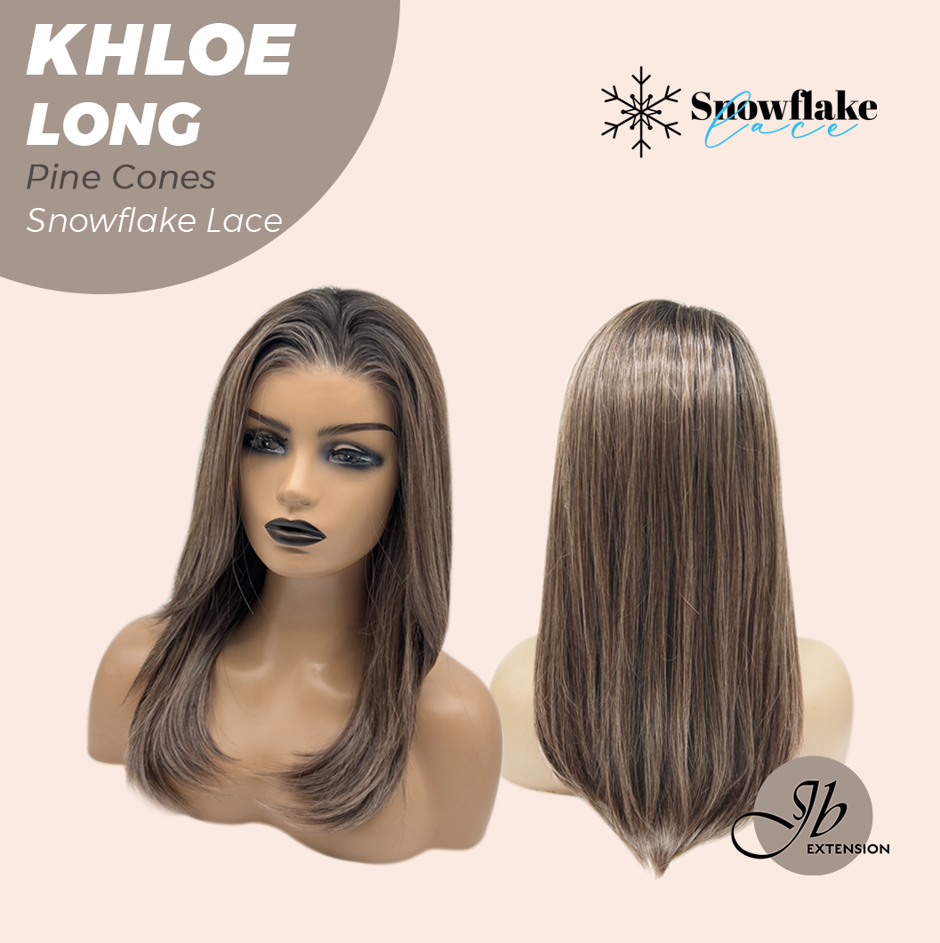 JBEXTENSION 18 Inches Pine Cones Pre-Cut Snowflake Lace Frontlace Glueless Wig KHLOE LONG PINE CONES【PERMATEASE】【BENDY EAR TABS】