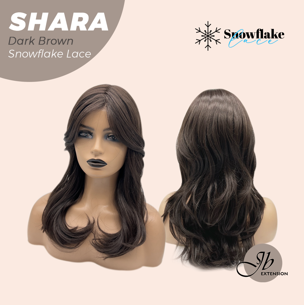 [PRE-ORDER] JBEXTENSION 17 Inches Curly Dark Brown Pre-Cut T Part Snowflake Lace Frontlace Glueless Wig SHARA DARK BROWN【BENDY EAR TABS】