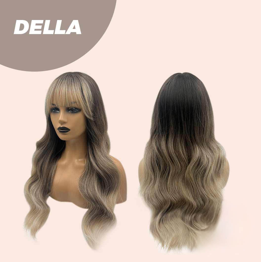 JBEXTENSION 25 Inches Balayage With Dark Root Curly Wig With Bangs DELLA