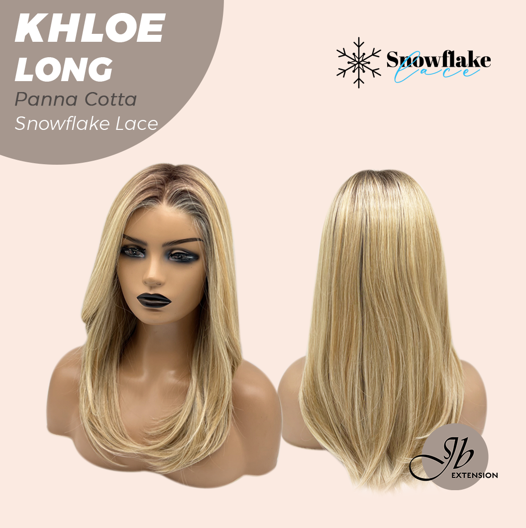 JBEXTENSION 18 Inches Panna Cotta Pre-Cut Snowflake Lace Frontlace Glueless Wig KHLOE LONG PANNA COTTA【PERMATEASE】【BENDY EAR TABS】